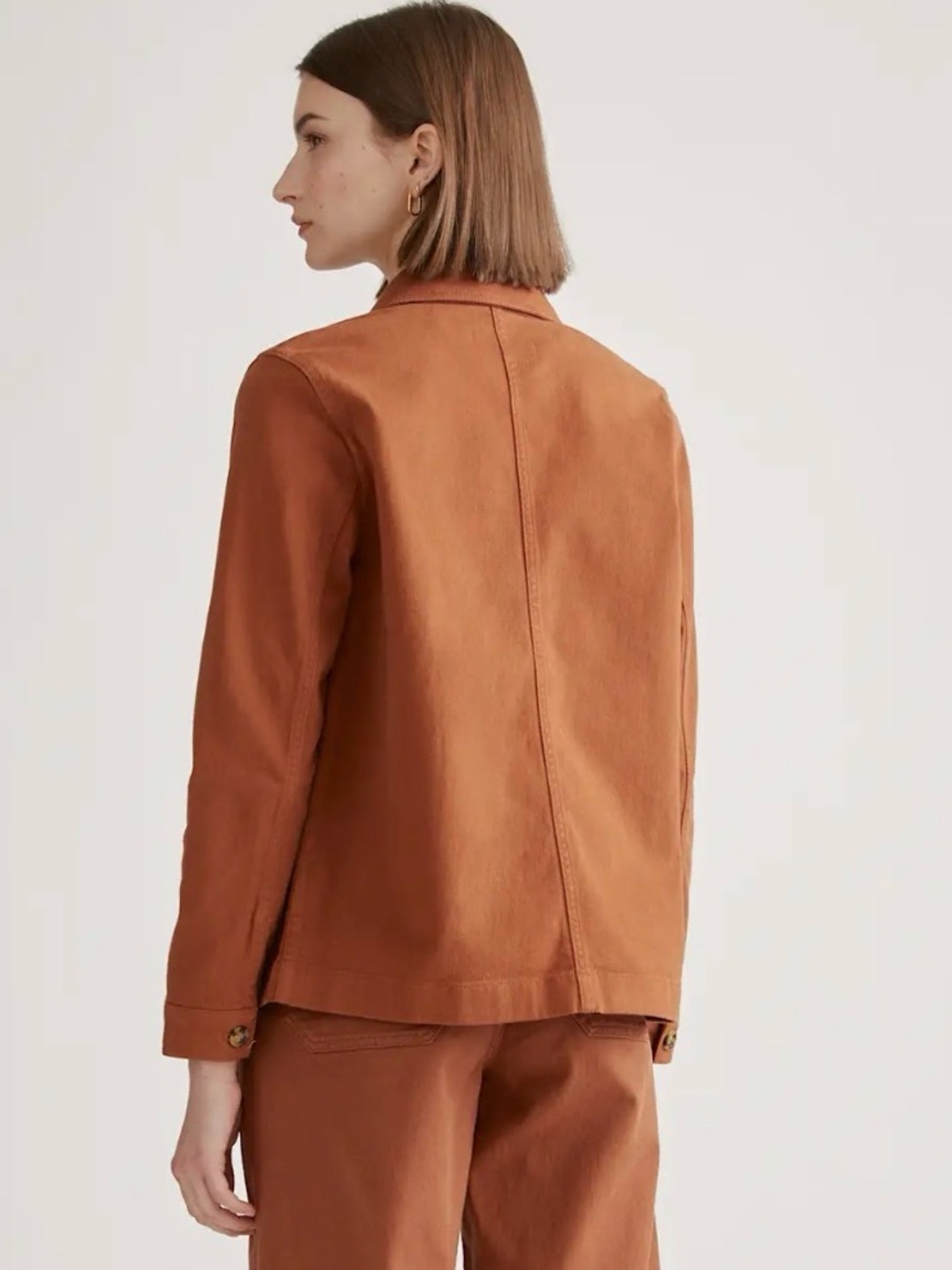 Quince Women's Organic Comfort Stretch Chore Jacket Rust Small S NWOT - Picture 5 of 13